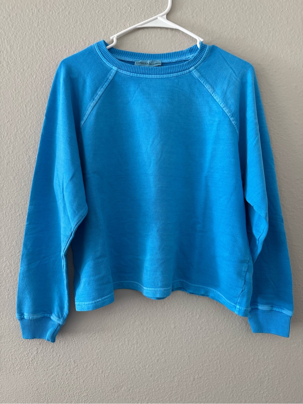 Zenana Bright Blue Crewneck Sweatshirt and Shorts set